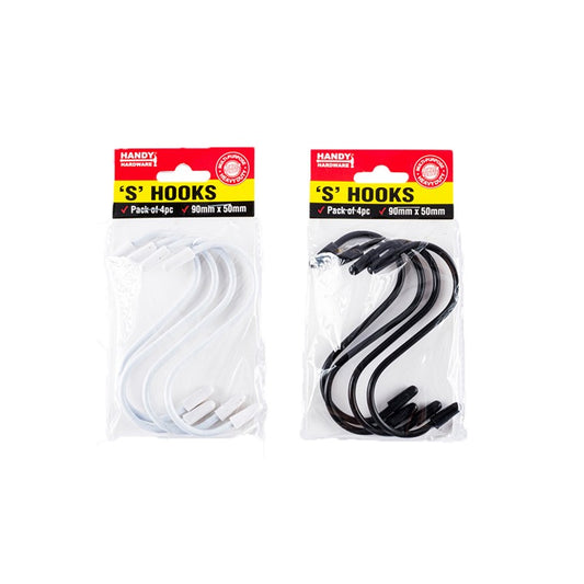 S Hook,9x5cm, 4pk