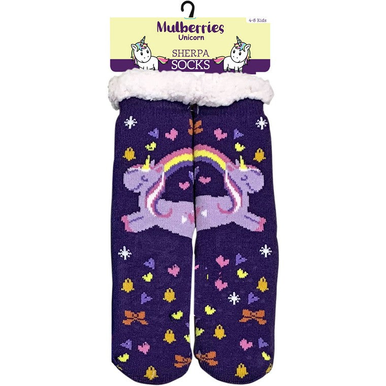 Girls Sock w/ Sherpa Lining, 4 Asstd Designs