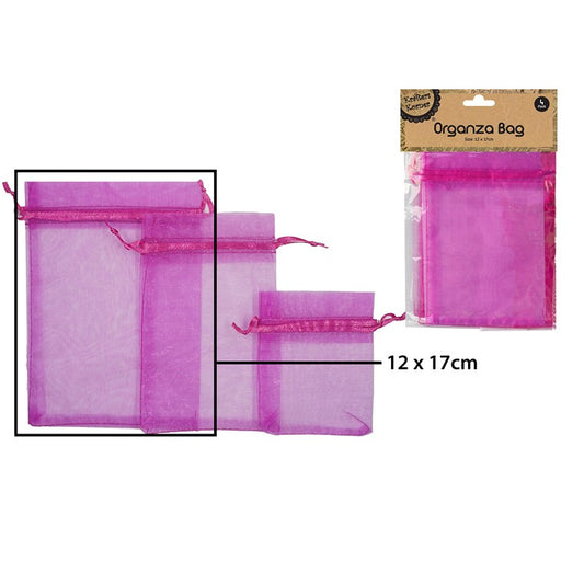 Organza Bag, Hot Pink, 4pk