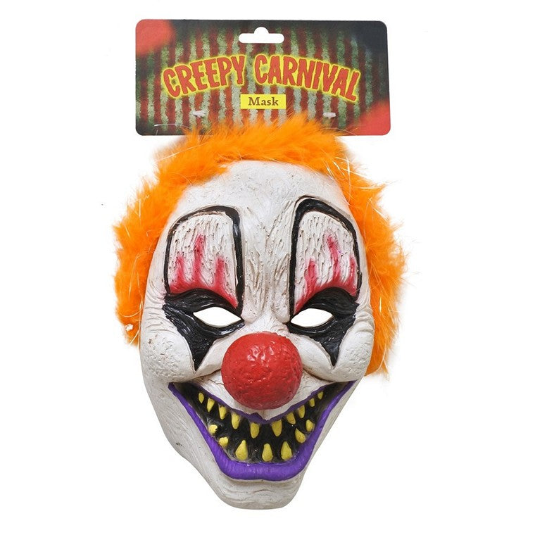 Adults Evil Clown Mask w/ Wig, 3 Asstd