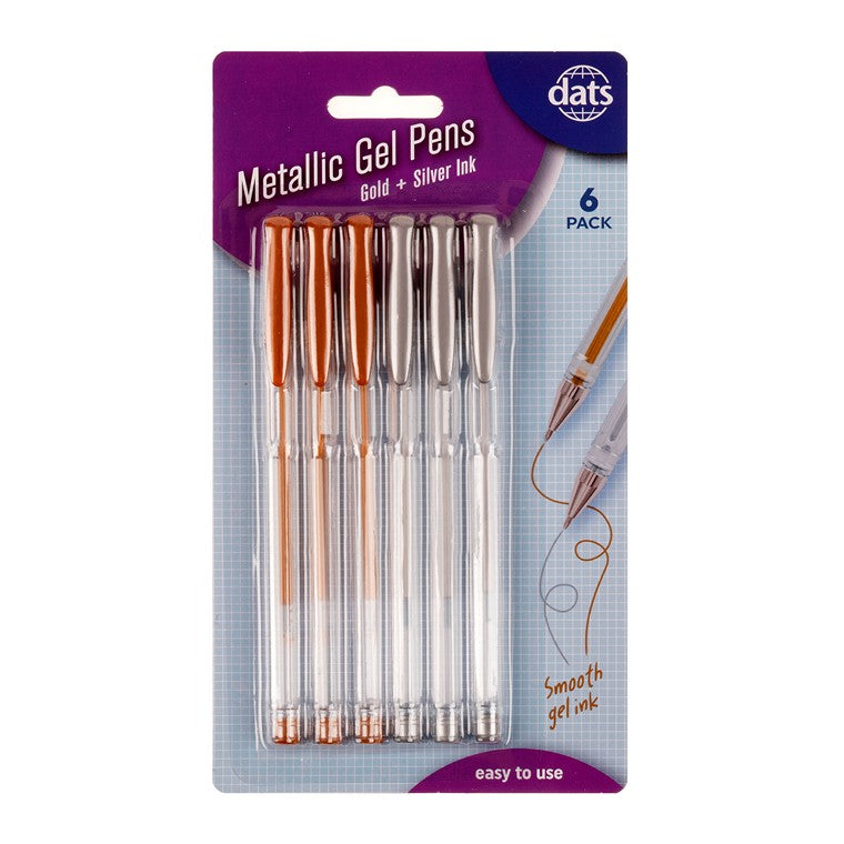 Metallic Silver & Gold Gel Pens, 6pk