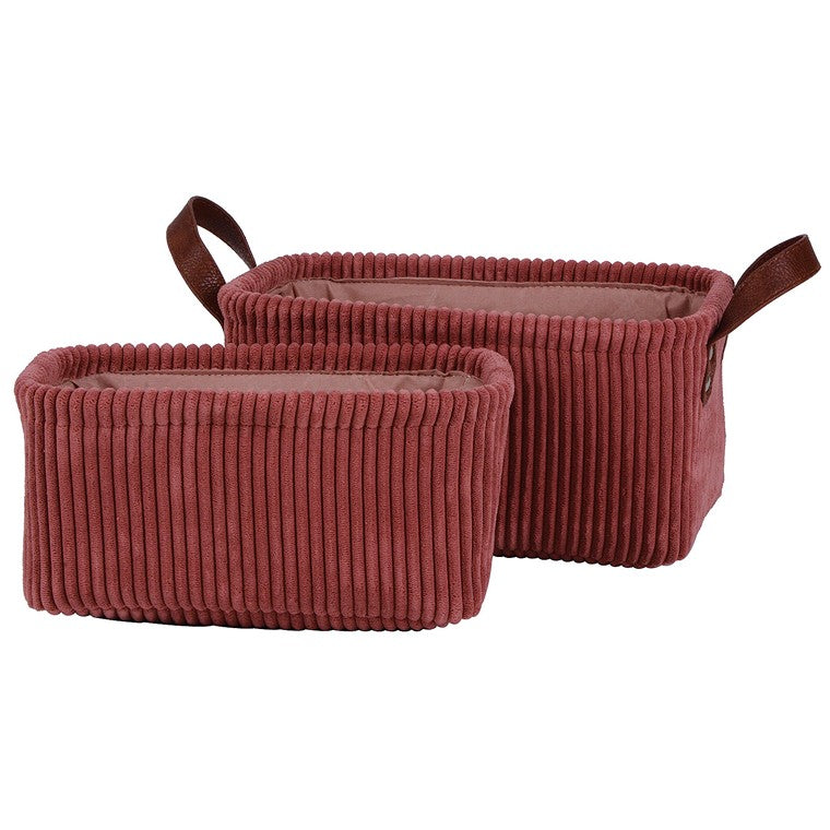 H&G Corduroy Storage Basket Rectangle, Set Of 2