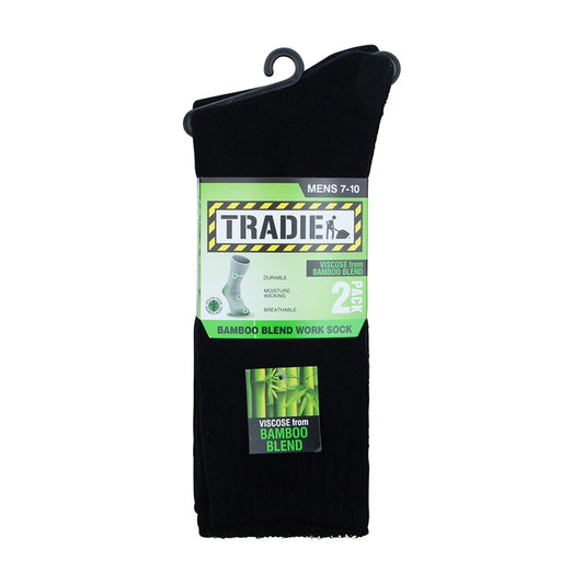 Tradie Mens, Bamboo Crew Socks, 2pk, Size 7-10