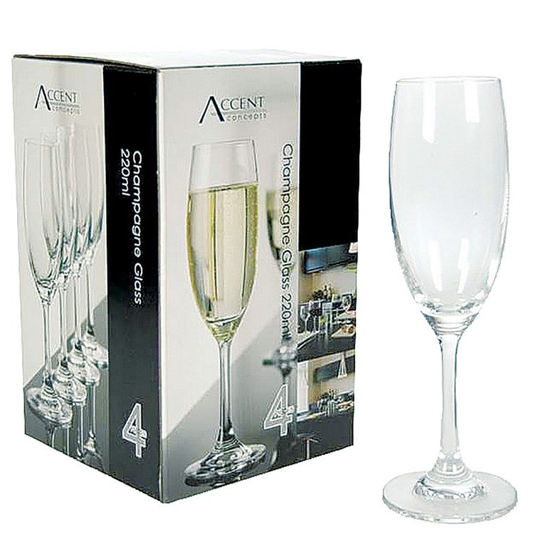 Champagne Glass 220ml, 4 pk