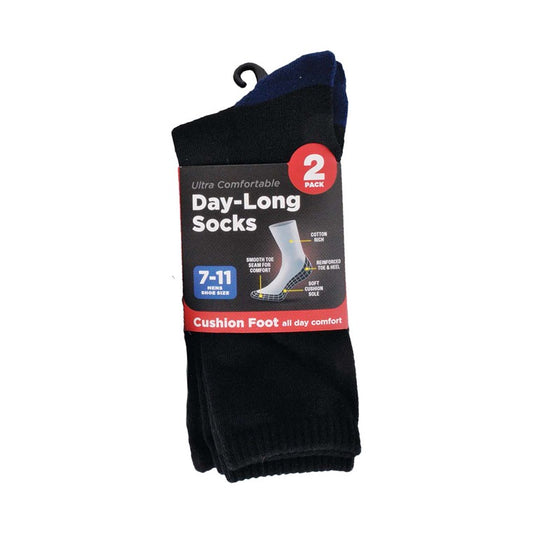 All Day Comfort Socks, Size 7-11, 2pk