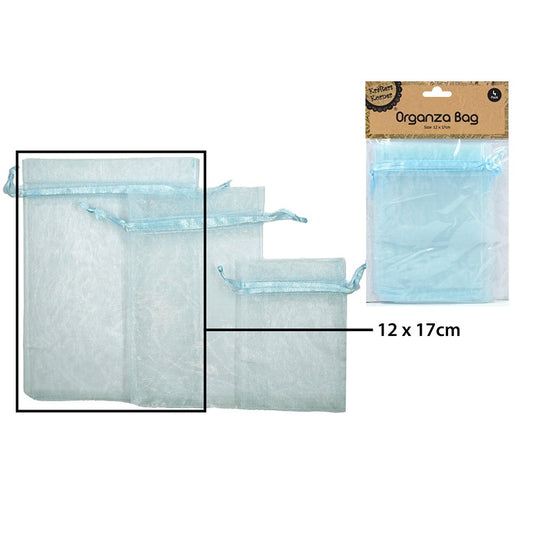 Organza Bag, Light Blue, 4pk