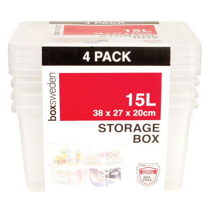 Storage Box, 15L, 4pk