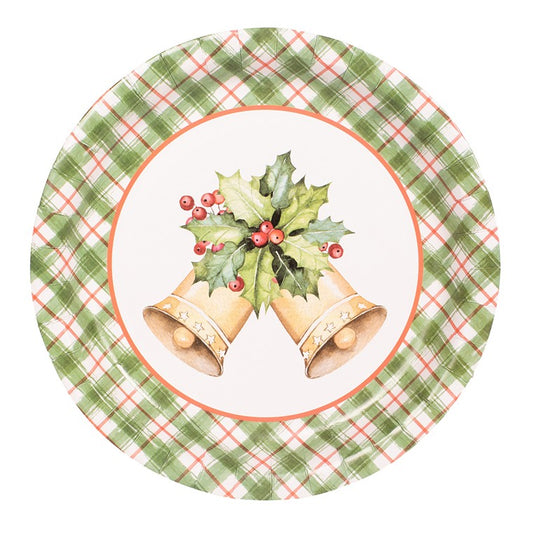 Jingle Bells Paper Plate, 23cm, 12pk