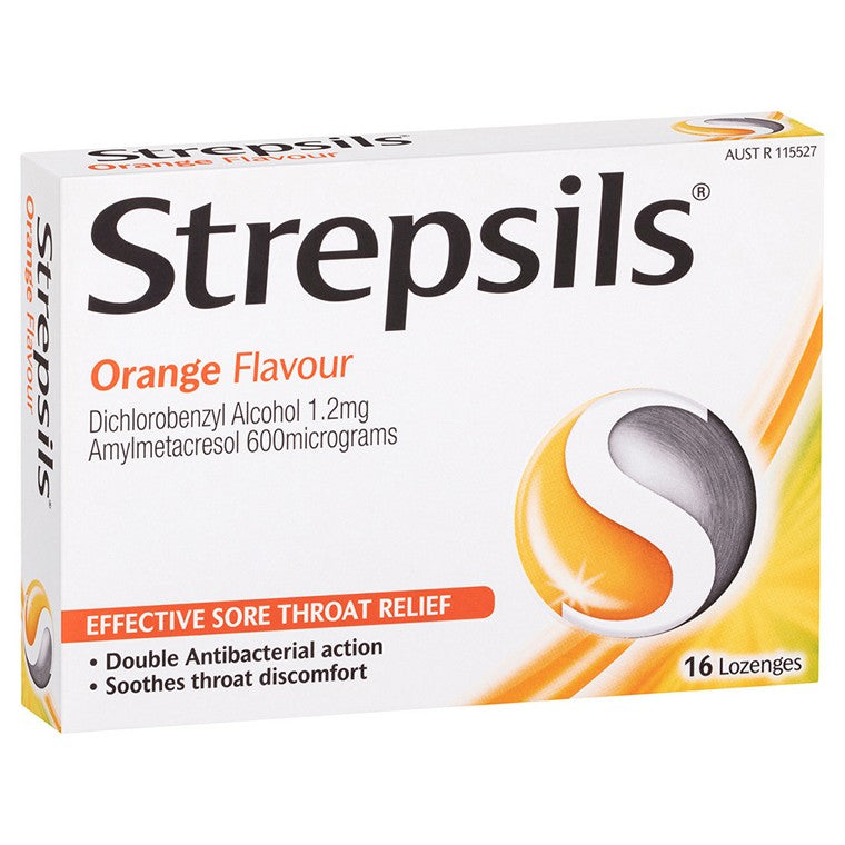 Strepsils Lozenges, Orange, 16pk