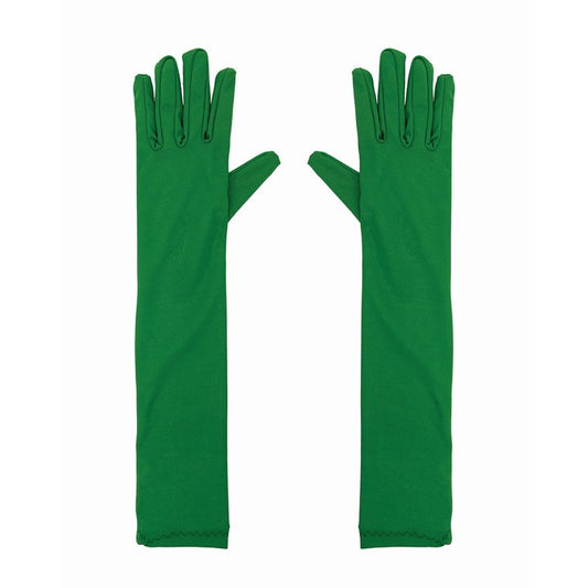 Party Long Satin Gloves, Green