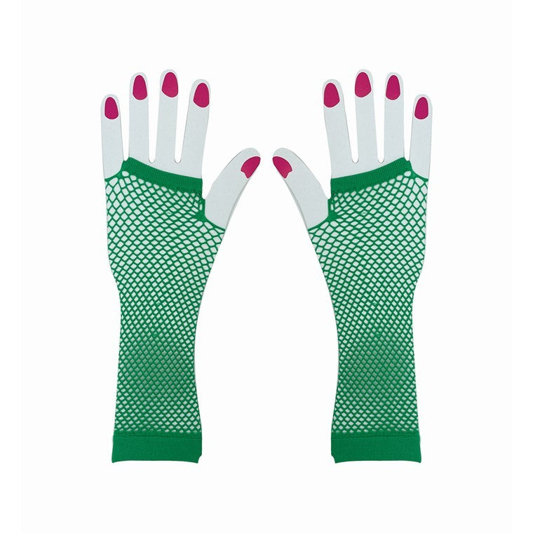 Party Fishnet Gloves, Green