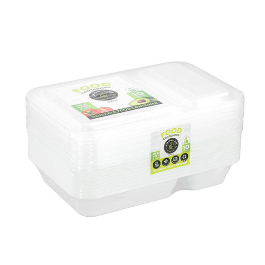 L&L 2 Section Food Container 850ml, 10pk