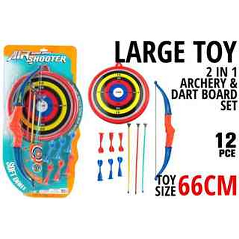3 in 1 Archery and Dart Board Set, 12pce