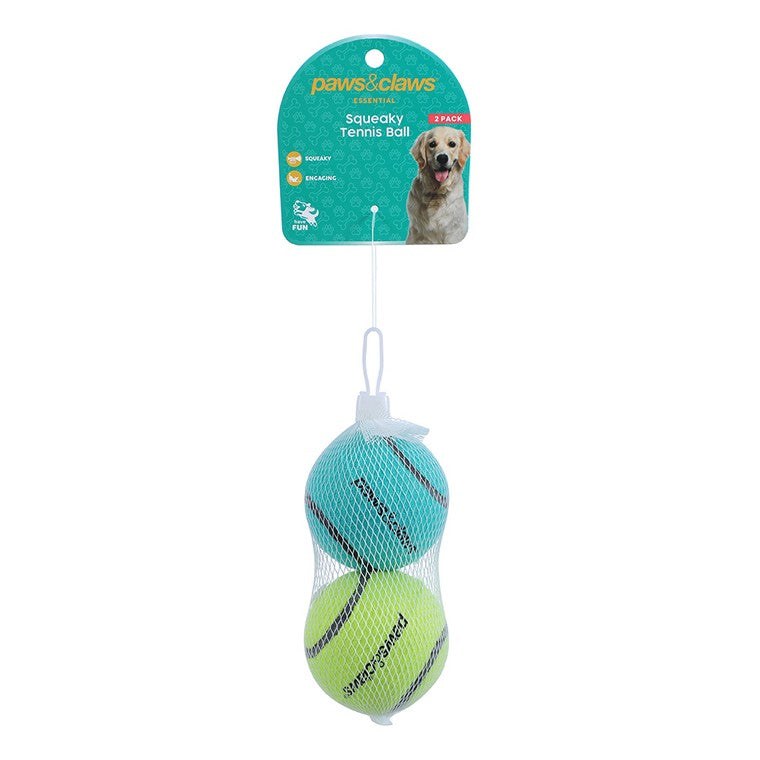 Squeaky Tennis Balls, 2pk, Asstd