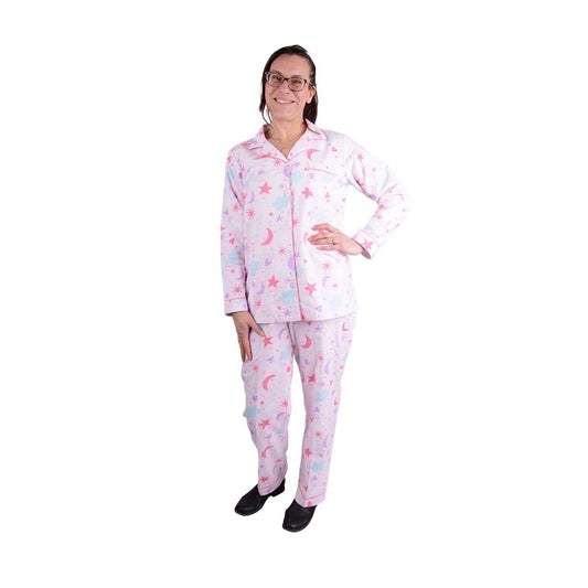 Flannel PJ Set, Moon & Stars, Size 8