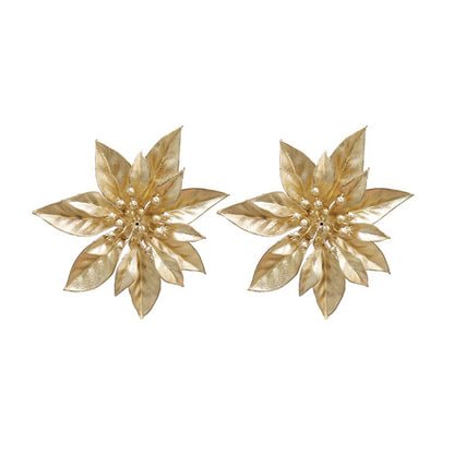 Matte Metallic Poinsettia Clip, 2pk, Asstd