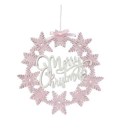 Hanging Snowflake Wreath Pink, 30cm, Asstd