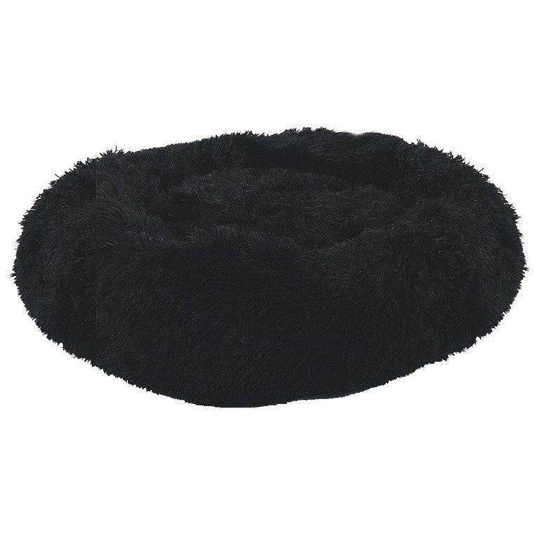 Medium Soothing Plush Donut Dog Bed, Black