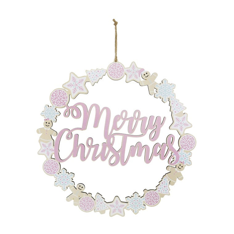 Pastel Wreath Plaque, 30cm, Asstd