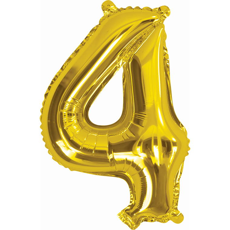 Gold Foil Balloon, 35cm, Number 4