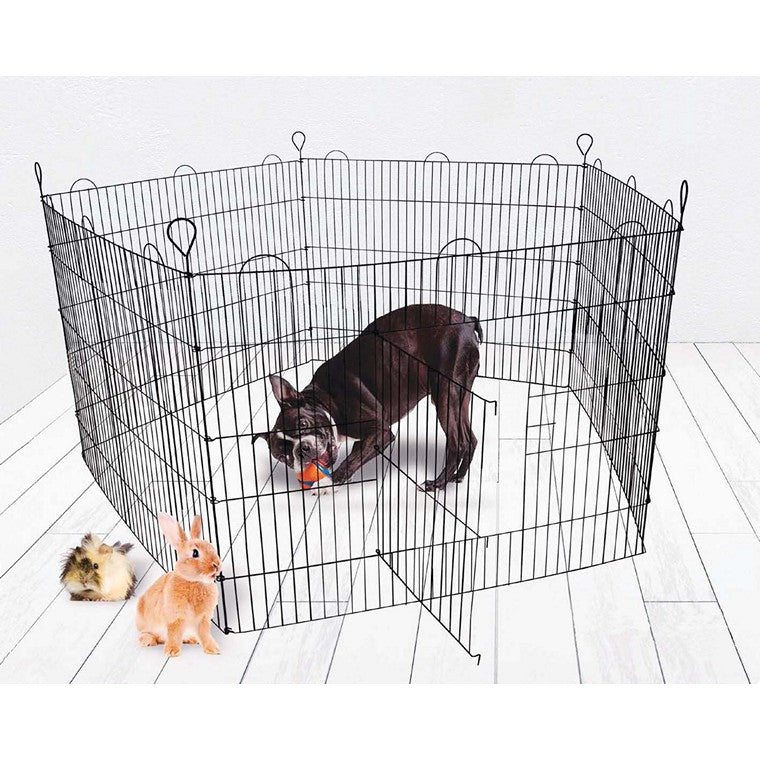 Animal Play Pen, Black, 6 Panel, 1mx80cm