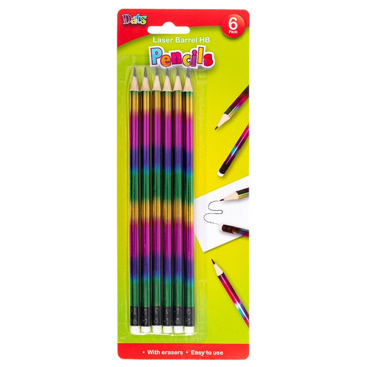 Laser Barrel HB Pencils, 6pk