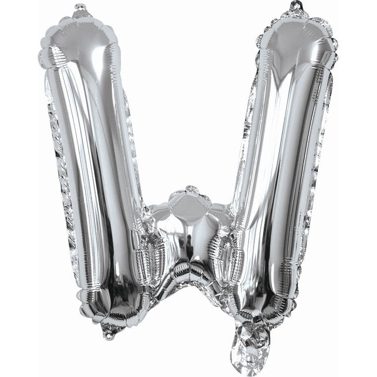 Silver Foil Balloon, 35cm, Letter W