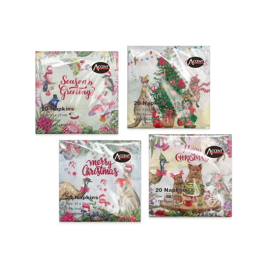 Outback Christmas Napkins, 20pk