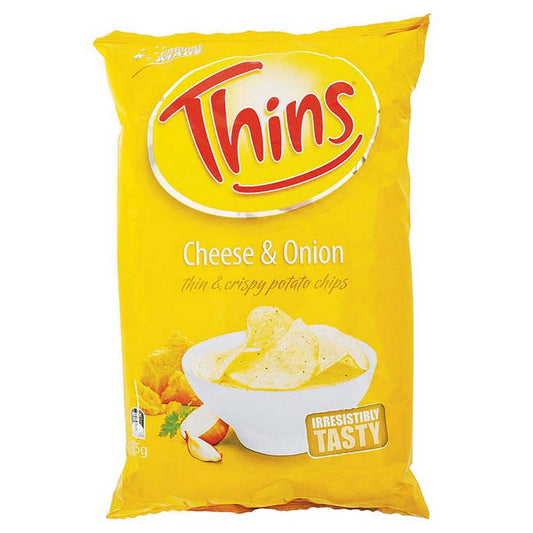 Thins Cheese and Onion Chips, 175gm