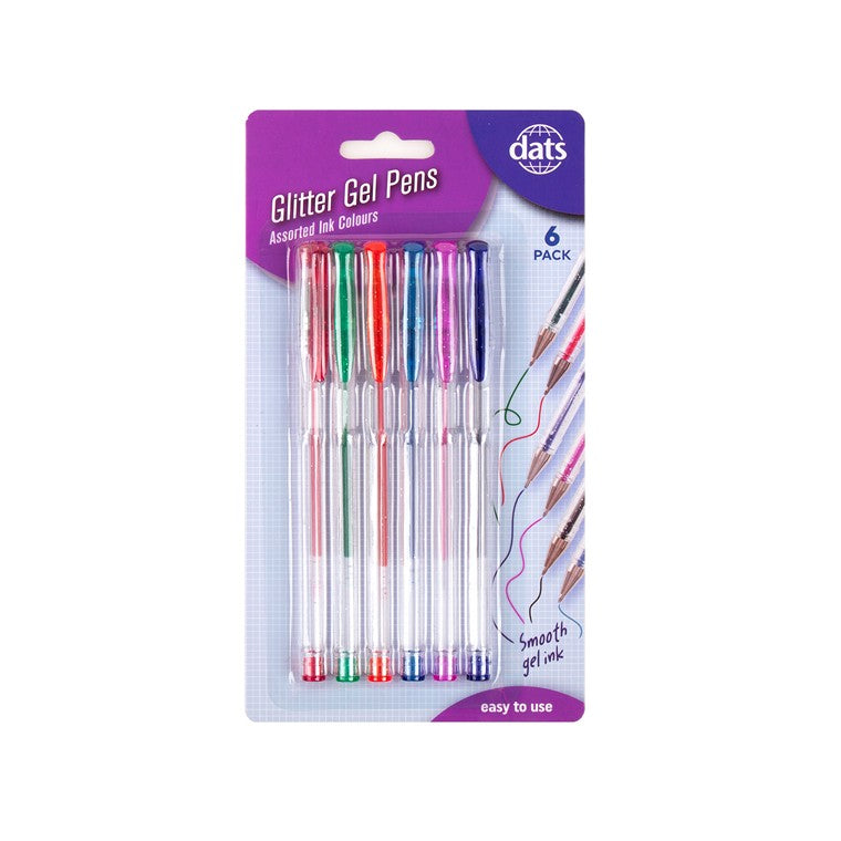 Glitter Gel Pens, 6pk