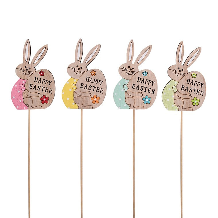 Bunny w/ Egg MDF Pick, Asstd