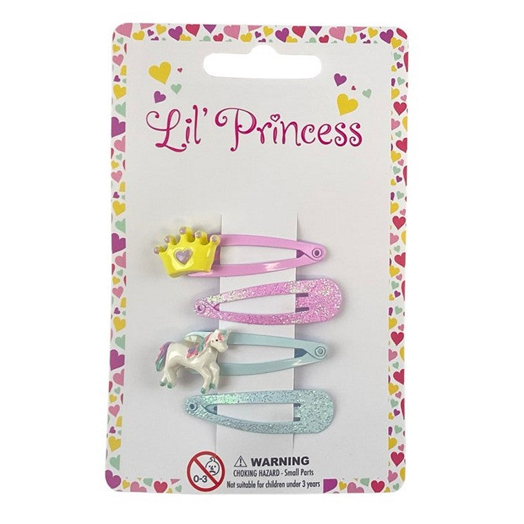 Little Princess Snap Clip, Princesses, 4pk, 2 Asstd Designs