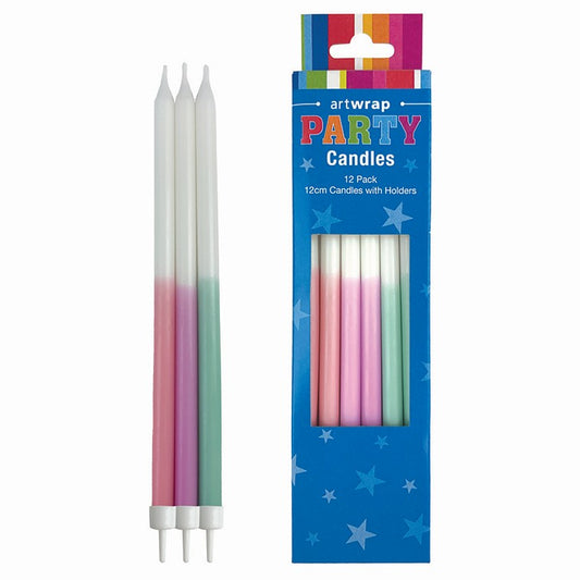 Candles, Half Dip Pastel 12cm, 12pk