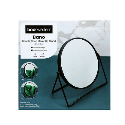 Bano Double Sided Mirror On Stand, Black