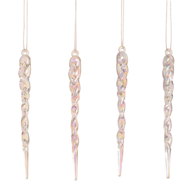 Iridescent Icicles Tree Ornament, 12cm, 4pk