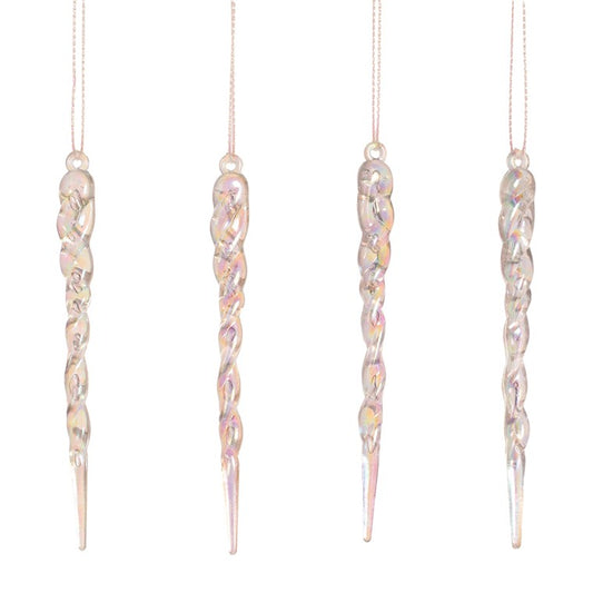 Iridescent Icicles Tree Ornament, 12cm, 4pk