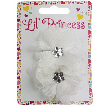 Little Princess Hair Clips, Flower, 2pk, 4 Asstd Colours