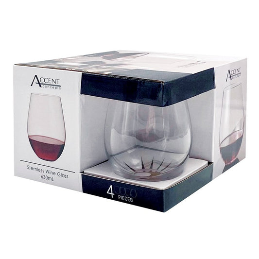 Stemless Wine Glass, 630ml, 4pk