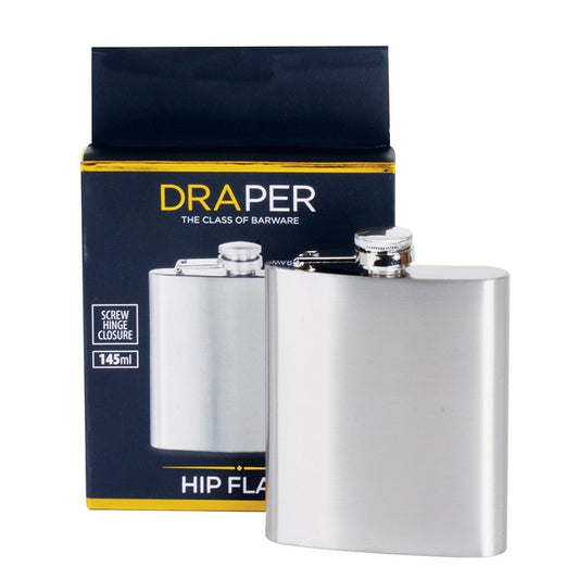 Stainless Steel Hip Flask, 145ml, Screw Hinge Closure