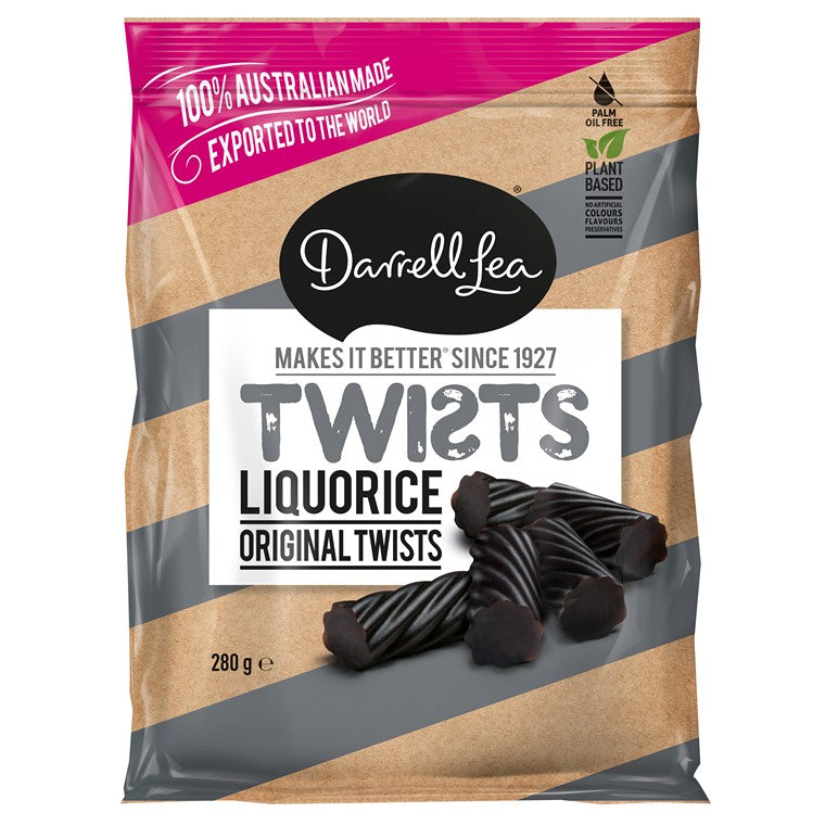 Darrell Lea Black Liquorice Twists, 280gm