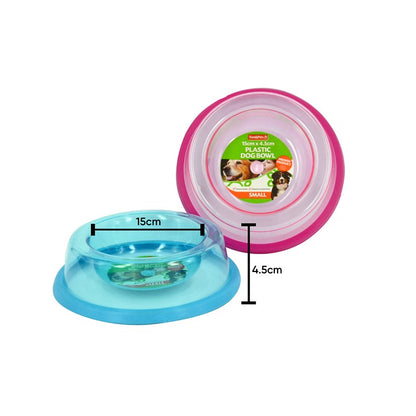 Plastic Dog Bowl, Asstd, Small