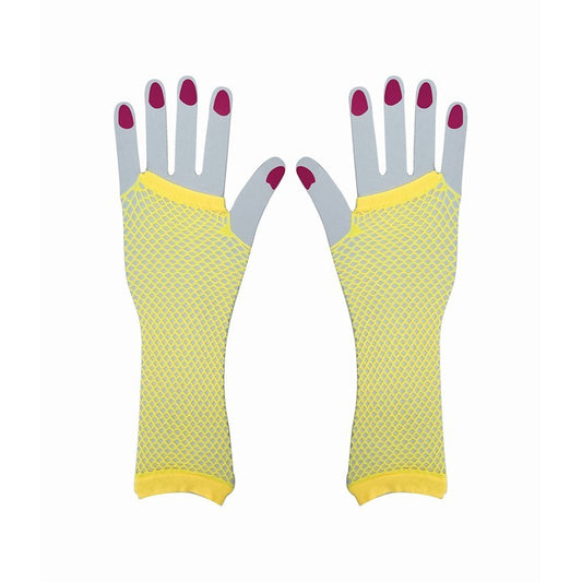 Party Fishnet Gloves, Yellow