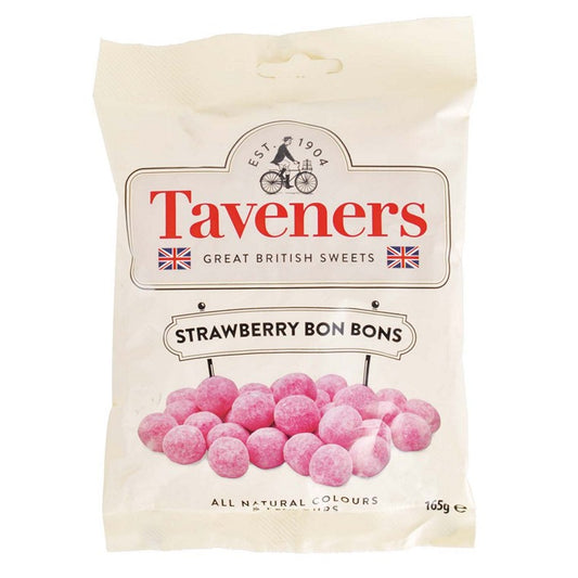 Taverners English Strawberry Bon Bons, 165gm.