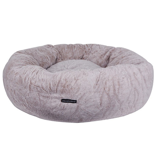 Chinchilla Round Plush Pet Bed, Brown, XLarge