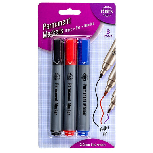 Permanent Markers, Mixed, 3pk