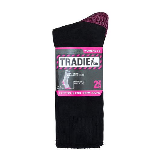 Tradie Lady, Cotton Crew Socks, 2pk, Size 9-11