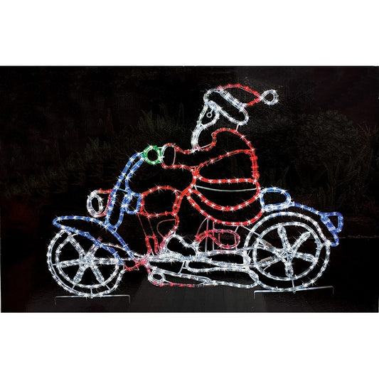 Xmas LED  Santa On Motorbike Rope Light, 98cm