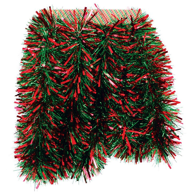 Christmas Tinsel Chunky Red w/ Green, 3m