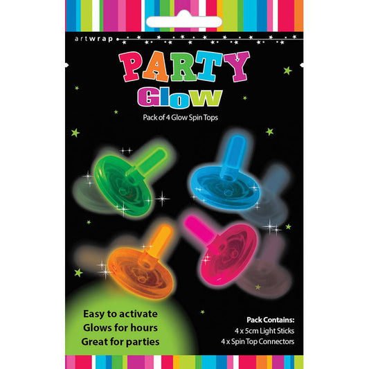 Glow Favours Spin Tops, 4pk