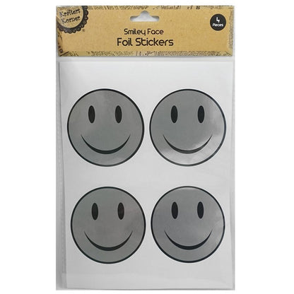 Foil Smiley Face Stickers, Gold or Silver